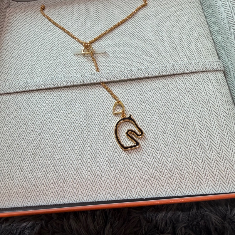 Hermes Tonnerre 項鏈 黑色玫瑰金 PM-3