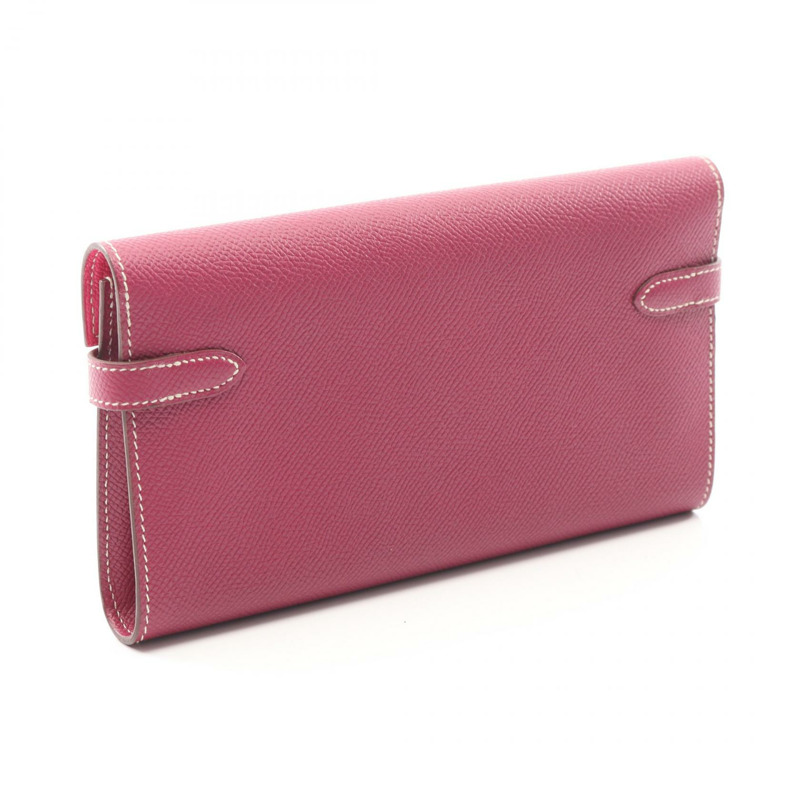 愛馬仕 Kelly 長版皮夾 Verso Epsom 皮革粉紅玫瑰色 Tyrien Tosca 二手 Q SHW-1