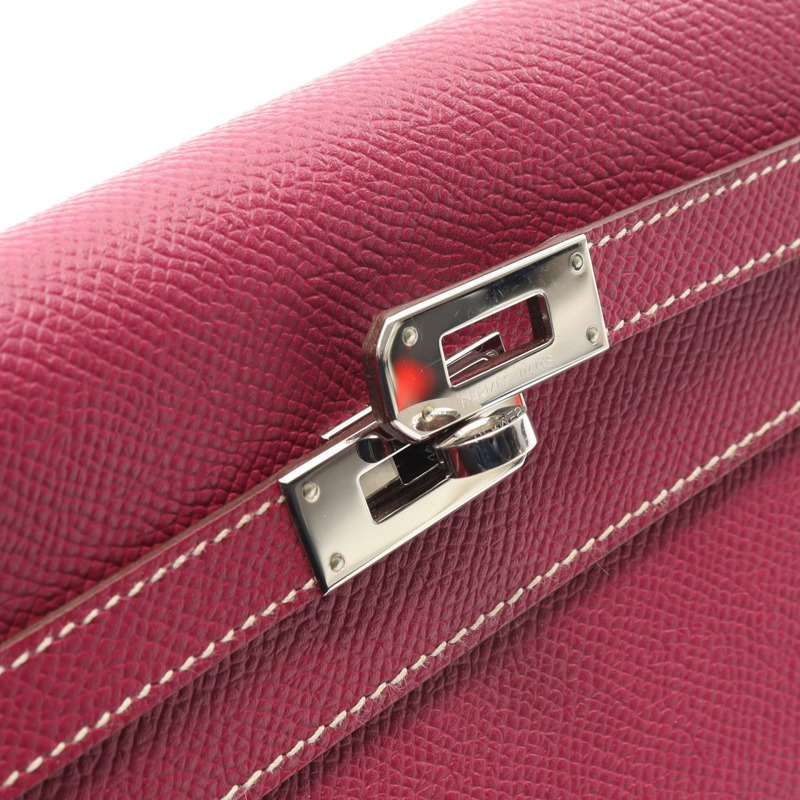 愛馬仕 Kelly 長版皮夾 Verso Epsom 皮革粉紅玫瑰色 Tyrien Tosca 二手 Q SHW-6