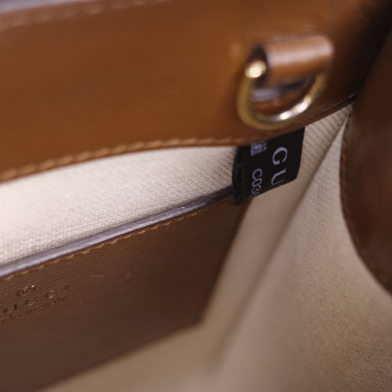 Gucci 古馳 Interlocking G 米色 烏木色經典 帆布 牛皮 迷你手提包 斜背手機托特包-15