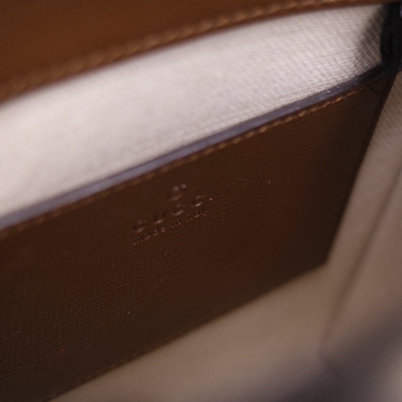 Gucci 古馳 Interlocking G 米色 烏木色經典 帆布 牛皮 迷你手提包 斜背手機托特包-16