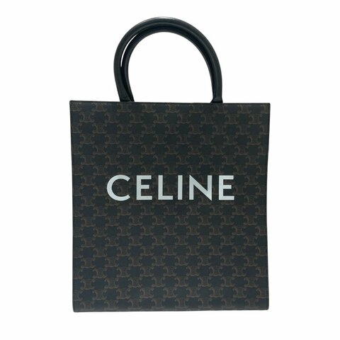 CELINE 思琳 VERTICAL CABAS SMALL SIZE PVC帆布 老花 棕色 金色