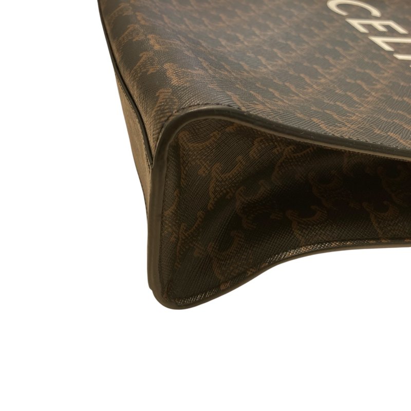 CELINE 思琳 VERTICAL CABAS SMALL SIZE PVC帆布 老花 棕色 金色-5