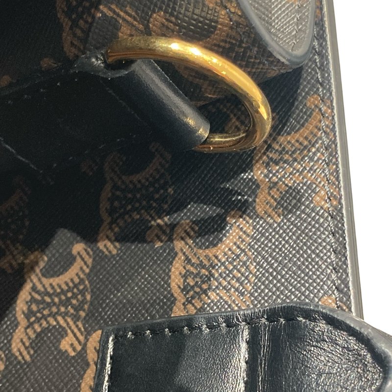 CELINE 思琳 VERTICAL CABAS SMALL SIZE PVC帆布 老花 棕色 金色-10