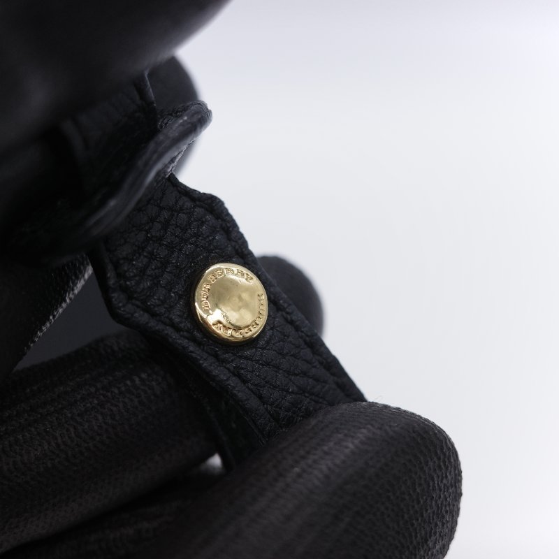 Burberry 巴寶莉 Banner 黑色 牛皮 經典格紋帆布 中型手提托特包-18
