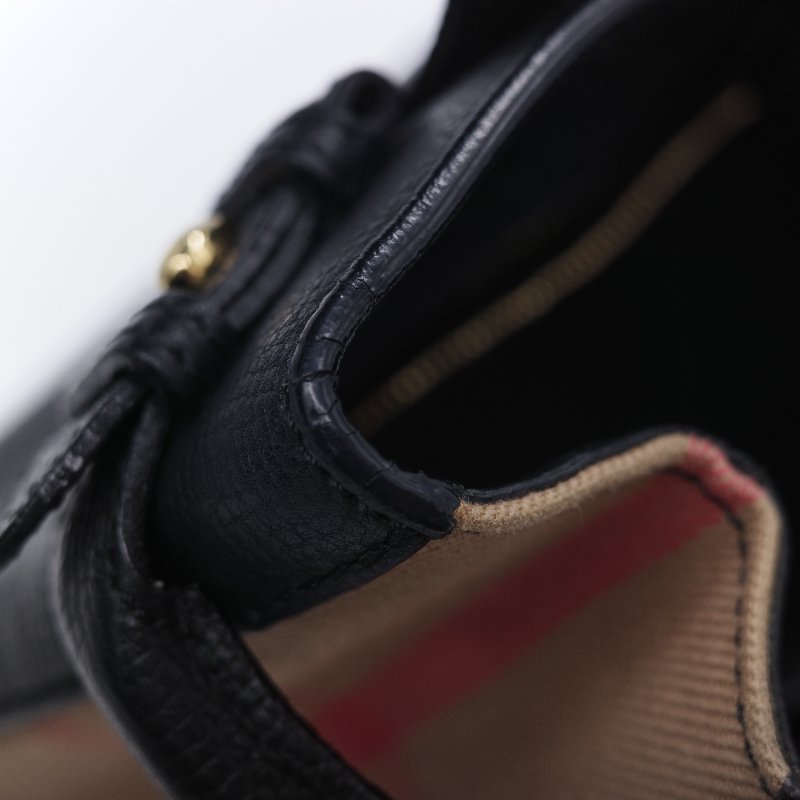 Burberry 巴寶莉 Banner 黑色 牛皮 經典格紋帆布 中型手提托特包-21