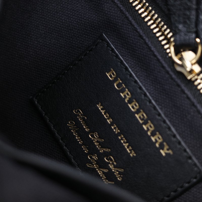 Burberry 巴寶莉 Banner 黑色 牛皮 經典格紋帆布 中型手提托特包-30