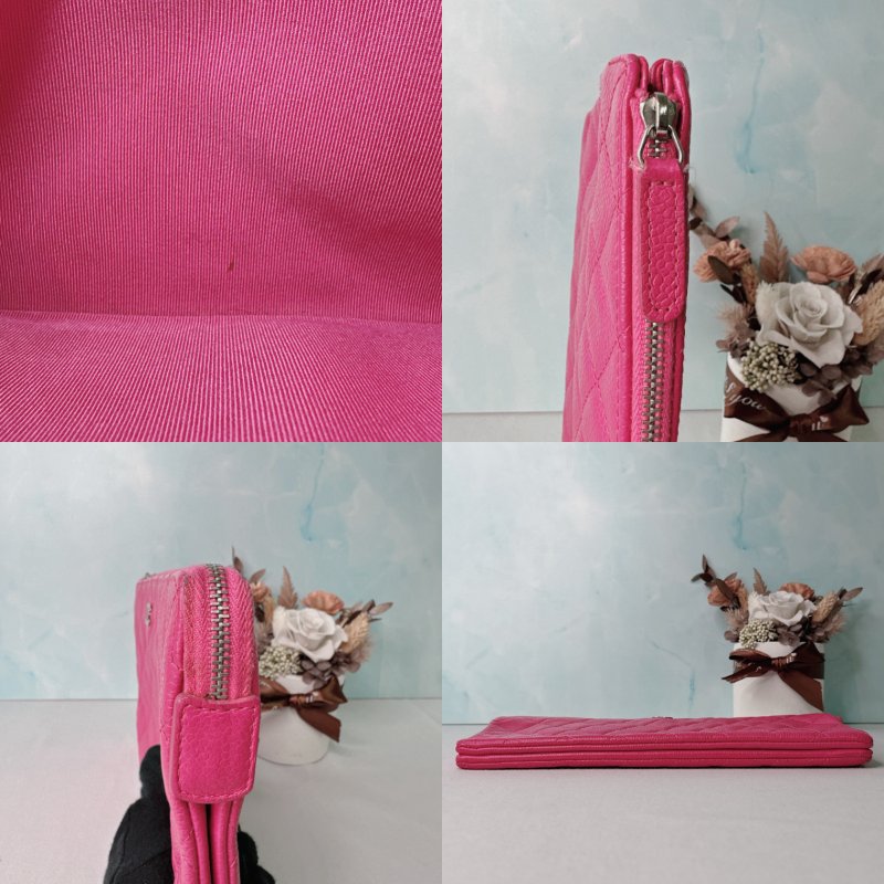 CHANEL 玫粉荔枝皮革手拿包-5