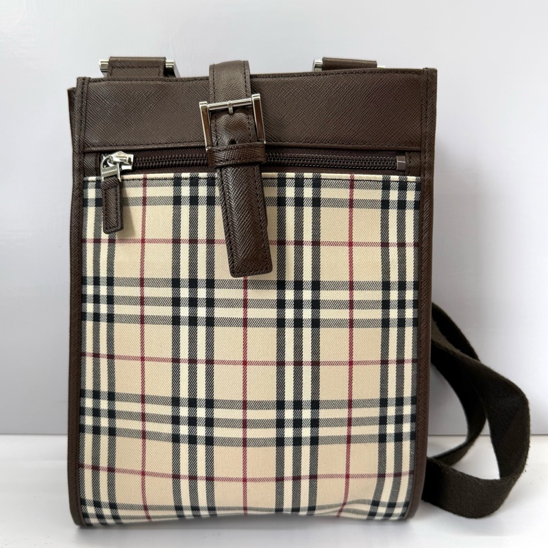 BURBERRY 巴寶莉 經典格紋帆布肩背斜背包CHECKERED-0