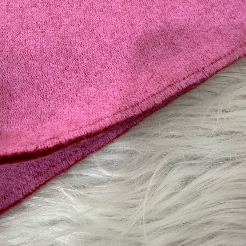 Loewe 粉拼紅雙色流蘇圍巾-6