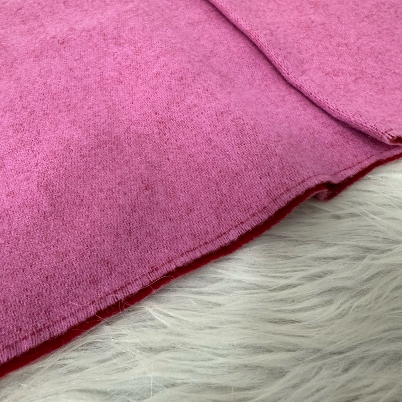 Loewe 粉拼紅雙色流蘇圍巾-7