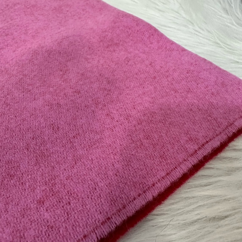 Loewe 粉拼紅雙色流蘇圍巾-10