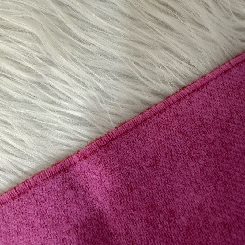 Loewe 粉拼紅雙色流蘇圍巾-11