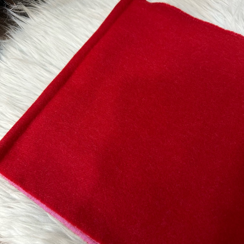 Loewe 粉拼紅雙色流蘇圍巾-12