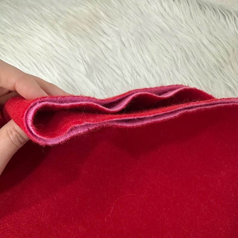 Loewe 粉拼紅雙色流蘇圍巾-17