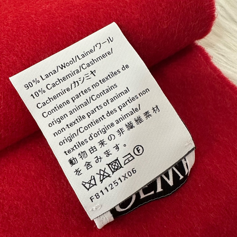 Loewe 粉拼紅雙色流蘇圍巾-20