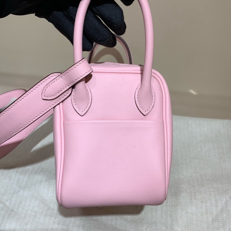 Hermes愛馬仕mini lindy 3Q櫻花粉swift皮銀扣Z刻-5