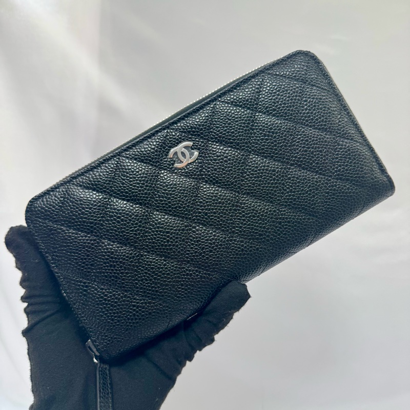 香奈兒 CHANEL MATELASSE CAVIAR SKIN NO.27 荔枝皮長夾-0