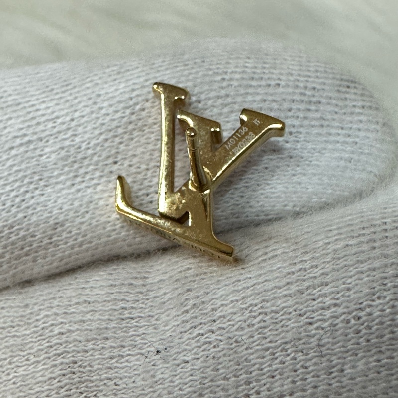 LV M01136 粉金琺瑯LOGO耳環-19