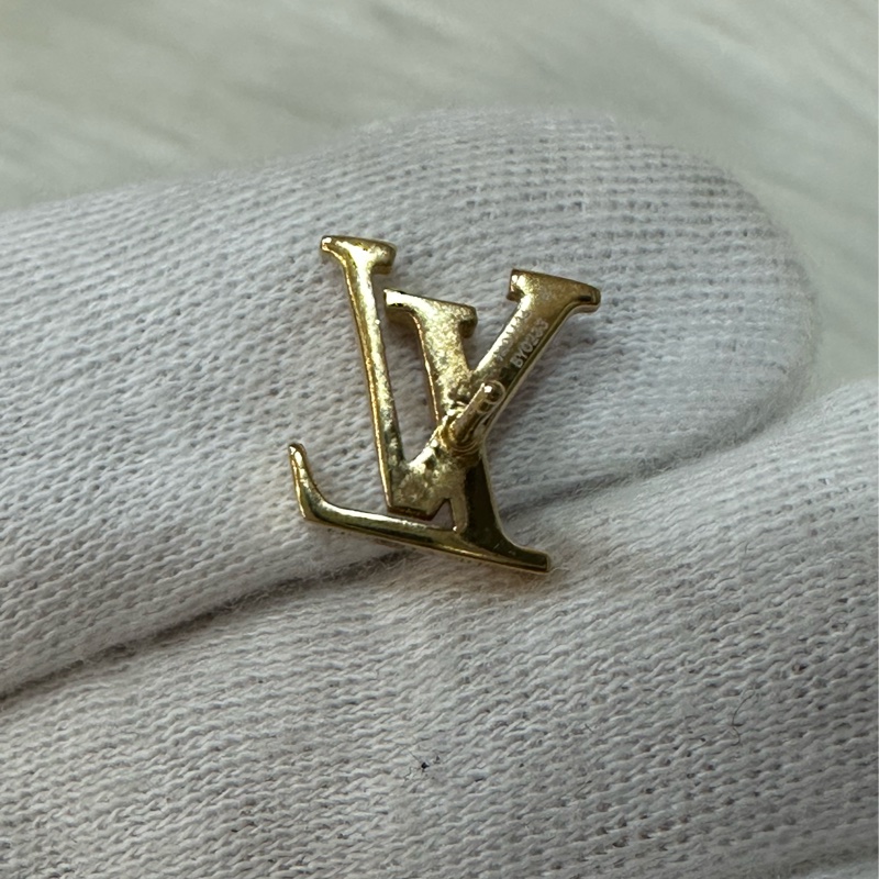 LV M01136 粉金琺瑯LOGO耳環-20