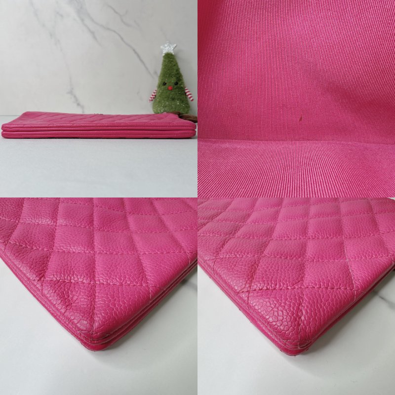 CHANEL 玫粉牛皮手拿包-7