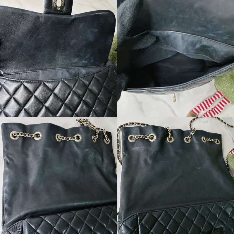 CHANEL 黑金束口鏈帶後背包-6
