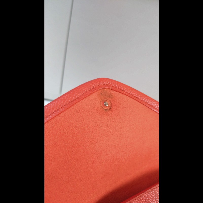 Chanel 銀鍊橘裏黑皮洞洞菱格托特包-27