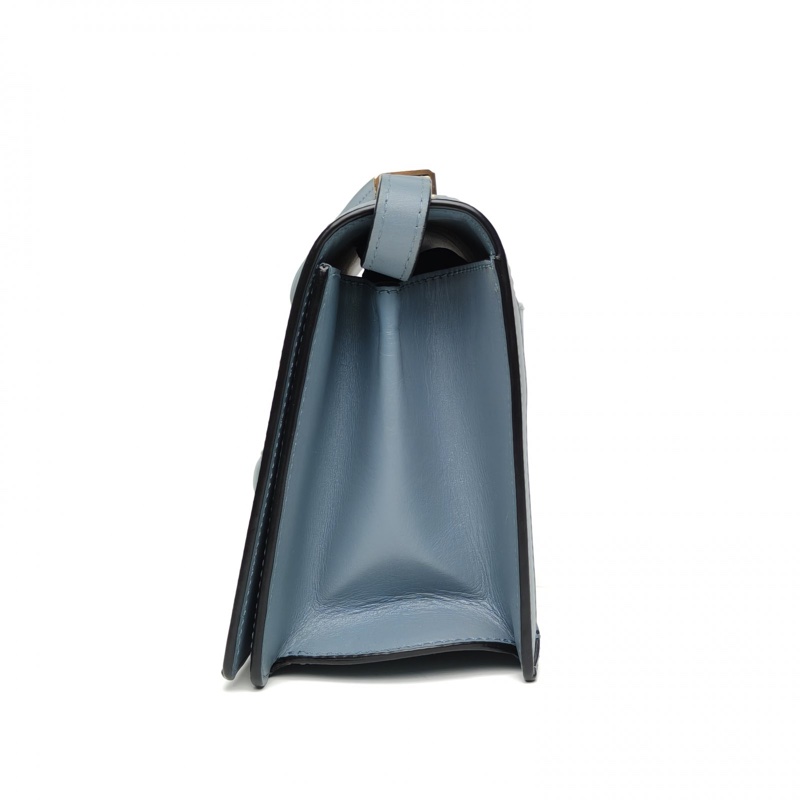 LOEWE Barcelona巴賽隆納中號藍色牛皮金扣肩背包-1