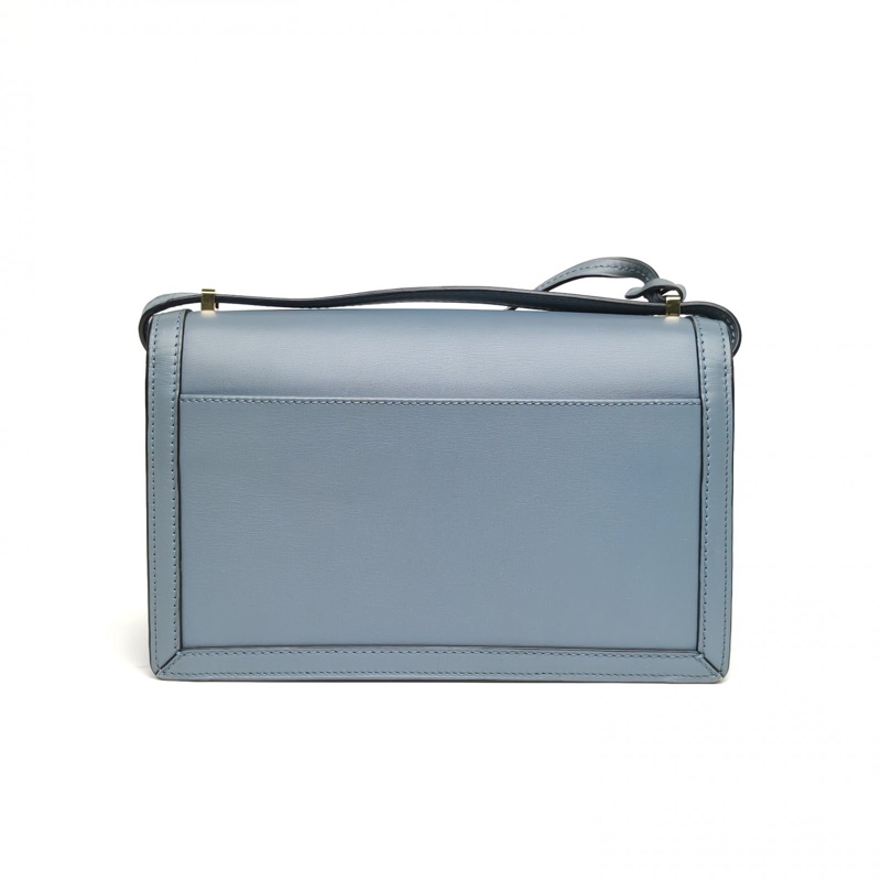 LOEWE Barcelona巴賽隆納中號藍色牛皮金扣肩背包-2