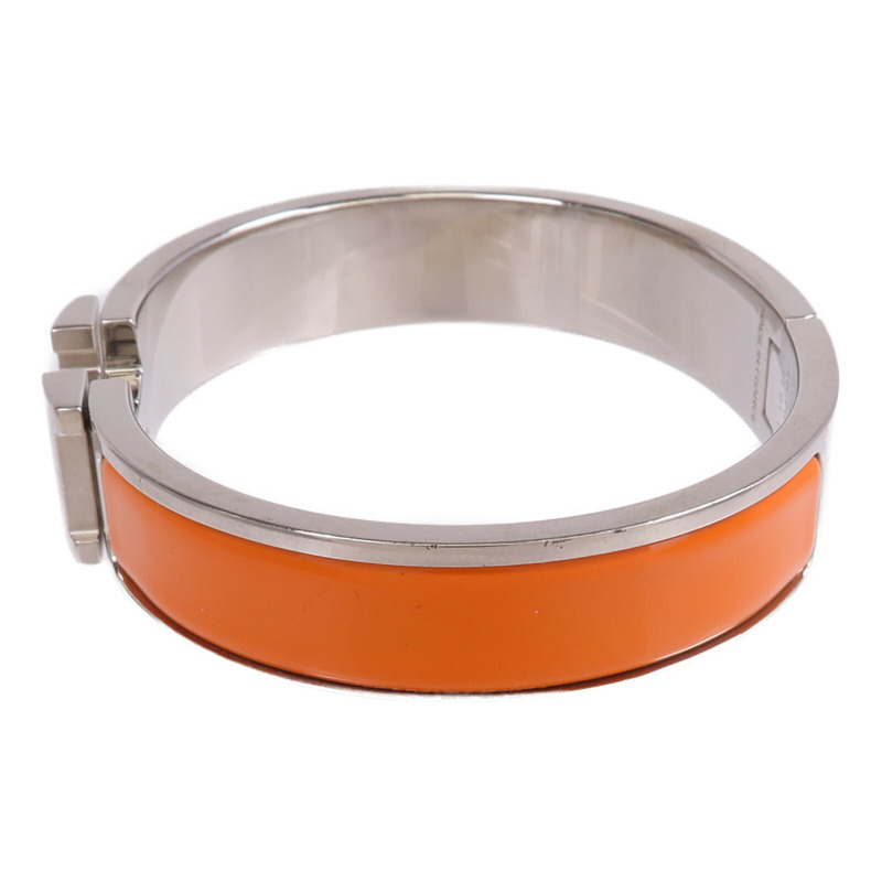HERMES 金屬/琺瑯Clic H Bracelet銀扣手鐲-1