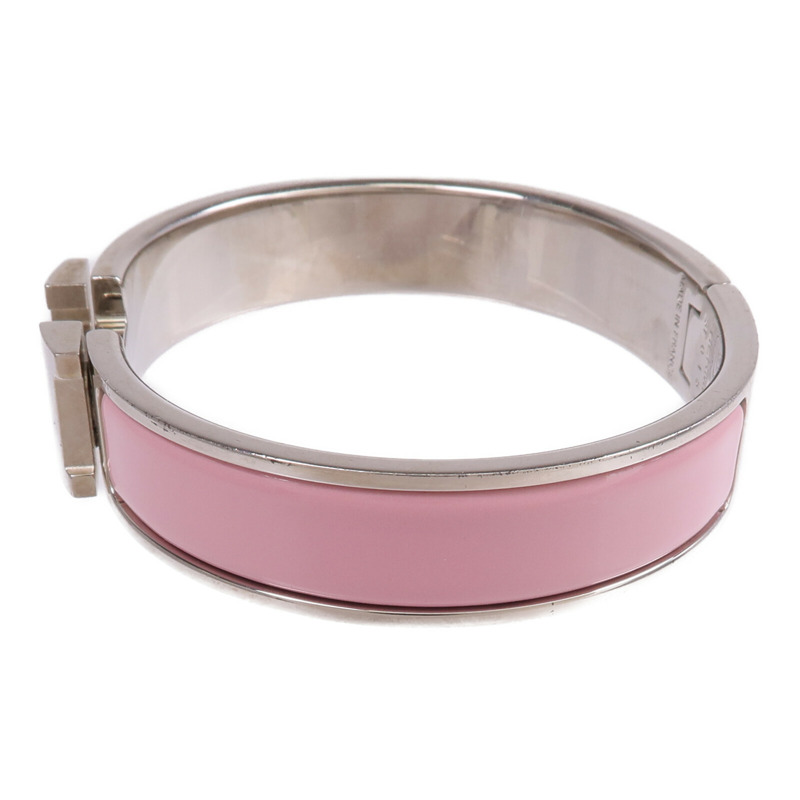 HERMES 金屬/琺瑯Clic H Bracelet銀扣手鐲-1