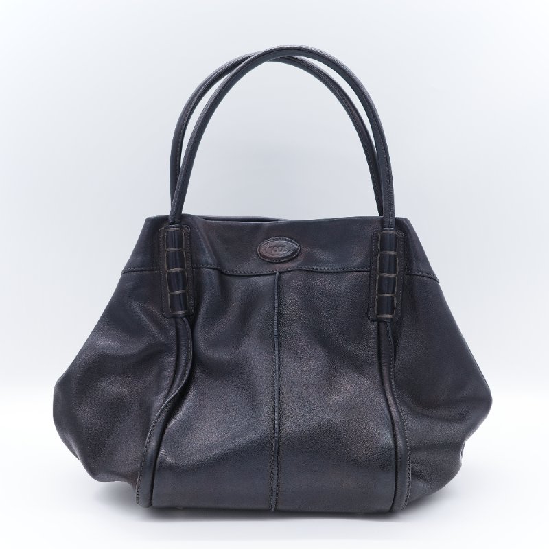 Tod's 托德斯 Shopping Media 黑色小牛皮手提包 肩背包 托特包 購物包-1