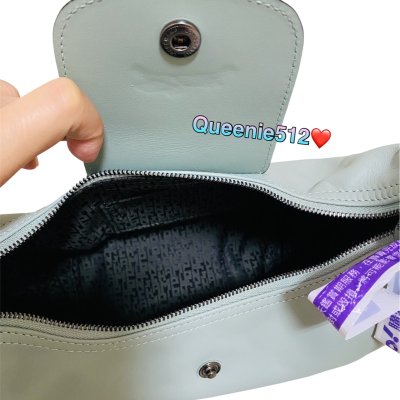 全新閑置品LONGCHAMP 專櫃款Le Pliage Xtra XS 牛皮 手提包 飯盒包 馬鞭草綠-3