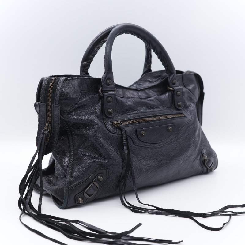 Balenciaga 巴黎世家 City 機車包 黑色 羊皮 手提包 肩背包 托特包-1