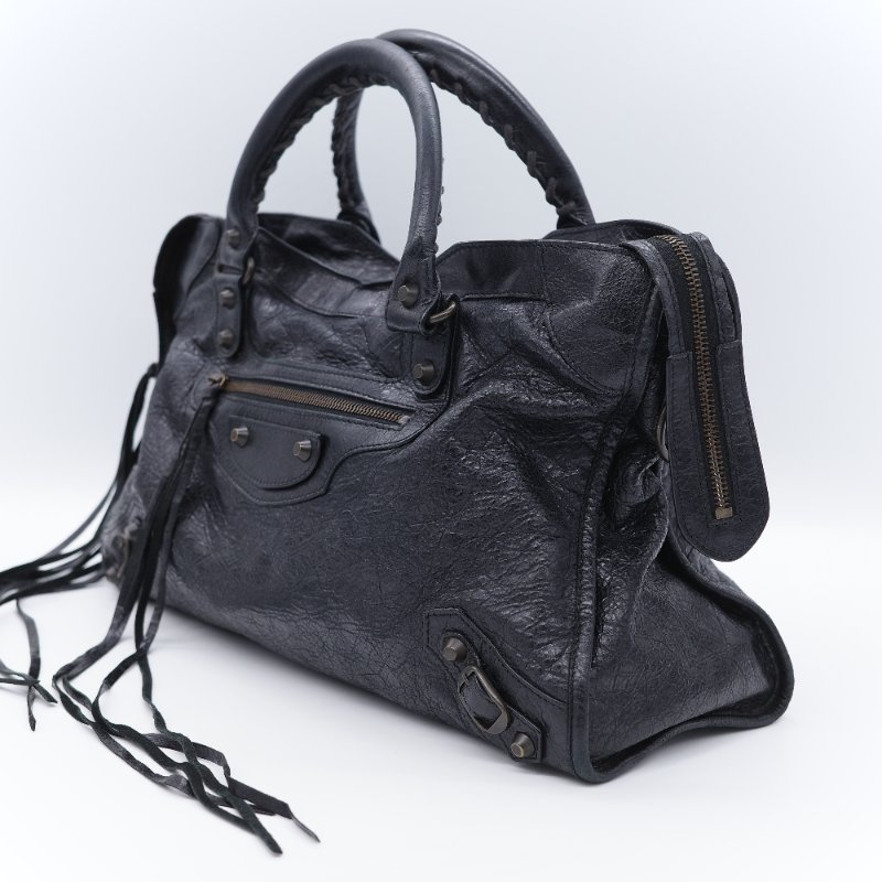 Balenciaga 巴黎世家 City 機車包 黑色 羊皮 手提包 肩背包 托特包-2