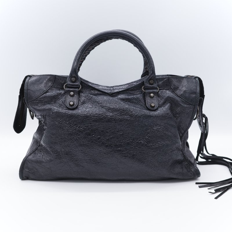 Balenciaga 巴黎世家 City 機車包 黑色 羊皮 手提包 肩背包 托特包-3