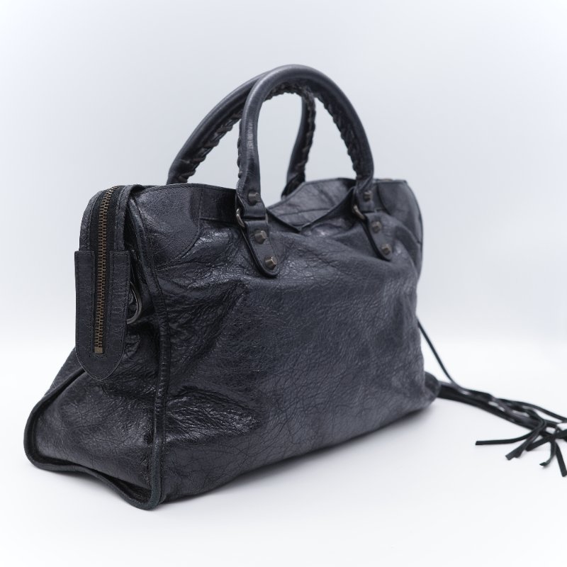 Balenciaga 巴黎世家 City 機車包 黑色 羊皮 手提包 肩背包 托特包-4