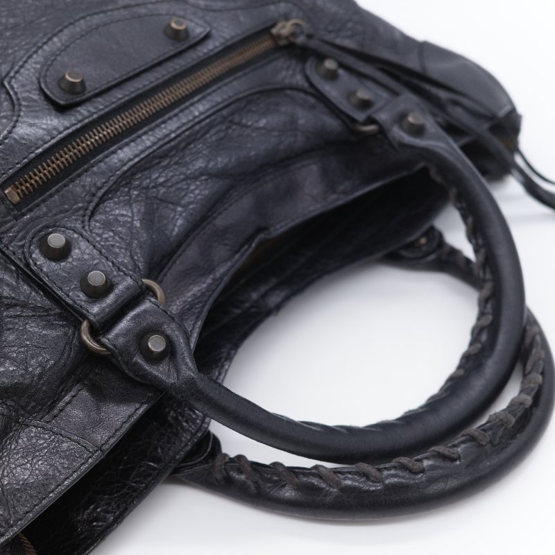 Balenciaga 巴黎世家 City 機車包 黑色 羊皮 手提包 肩背包 托特包-11