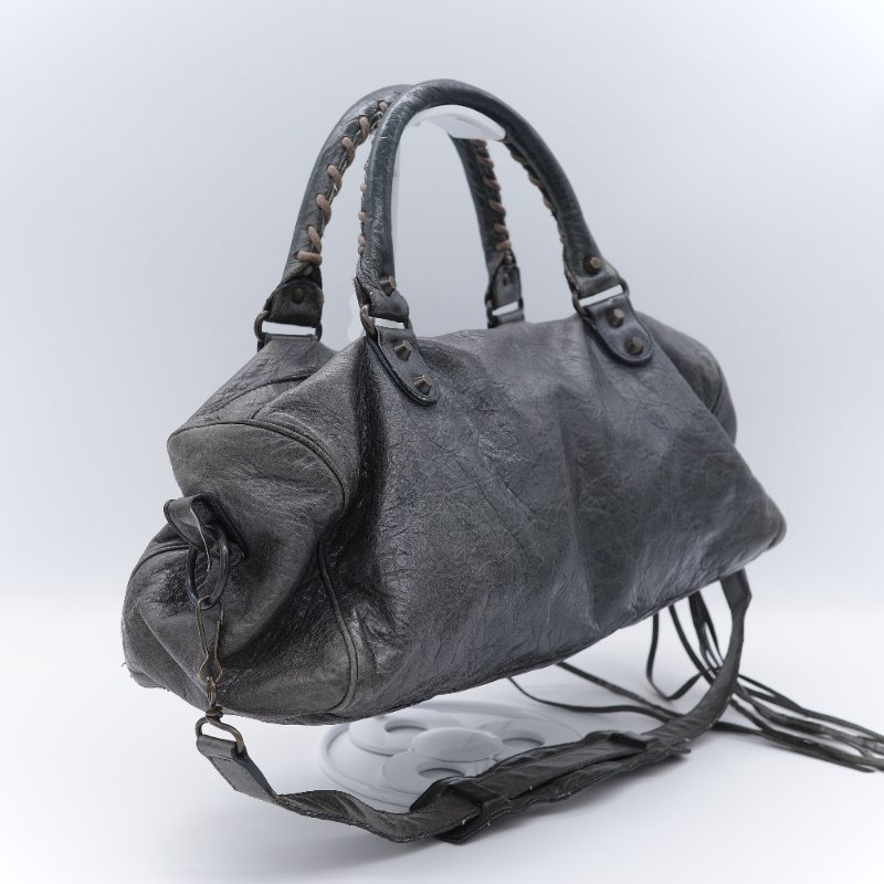 Balenciaga 巴黎世家 Twiggy 經典 灰色 羊皮 流浪感機車包 手提包-5