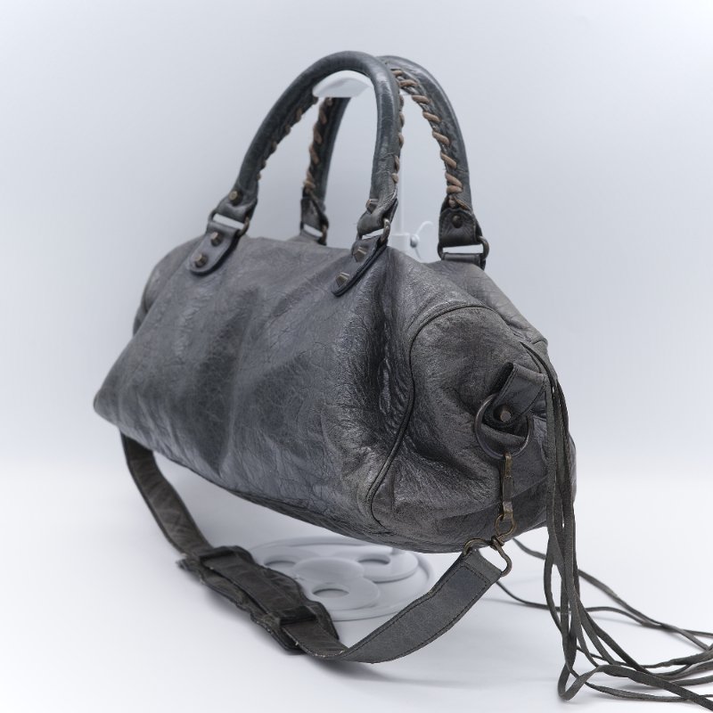 Balenciaga 巴黎世家 Twiggy 經典 灰色 羊皮 流浪感機車包 手提包-6