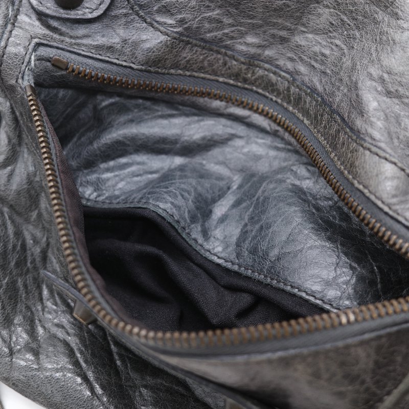 Balenciaga 巴黎世家 Twiggy 經典 灰色 羊皮 流浪感機車包 手提包-35