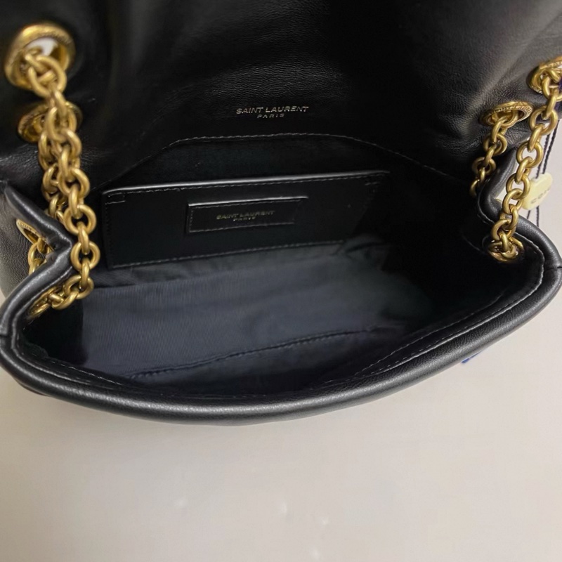 YSL聖羅蘭 Jamie迷你黑金全皮鏈條包-5
