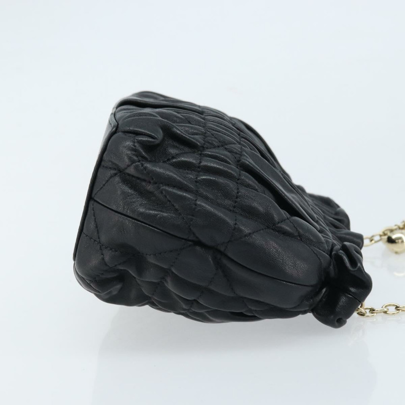 【日本直送】Christian Dior Canage 鏈條肩背包，黑色皮革，金色，正品，貨號 168318SAV-2