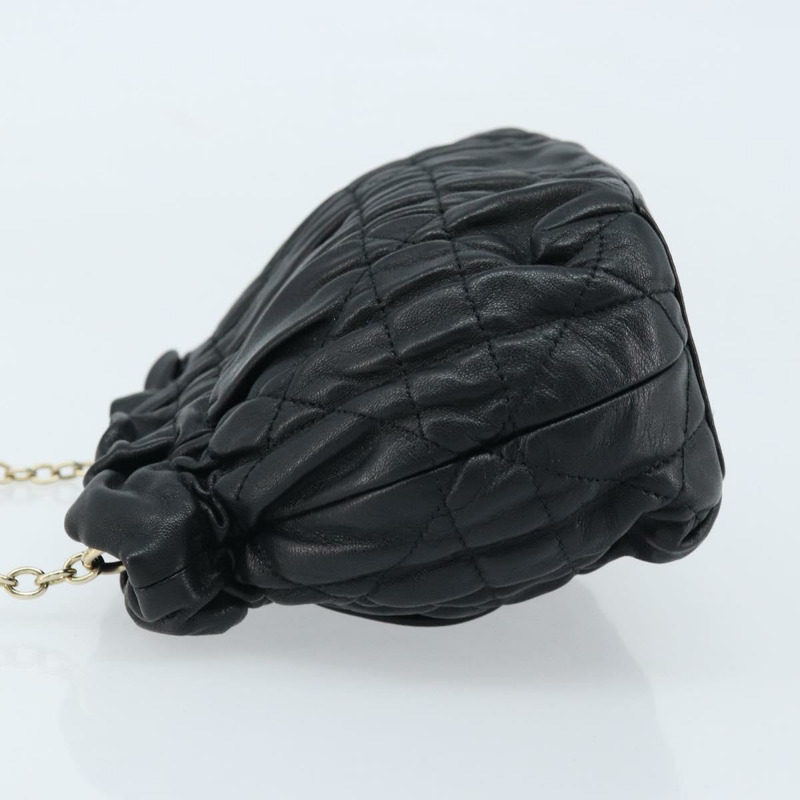 【日本直送】Christian Dior Canage 鏈條肩背包，黑色皮革，金色，正品，貨號 168318SAV-3