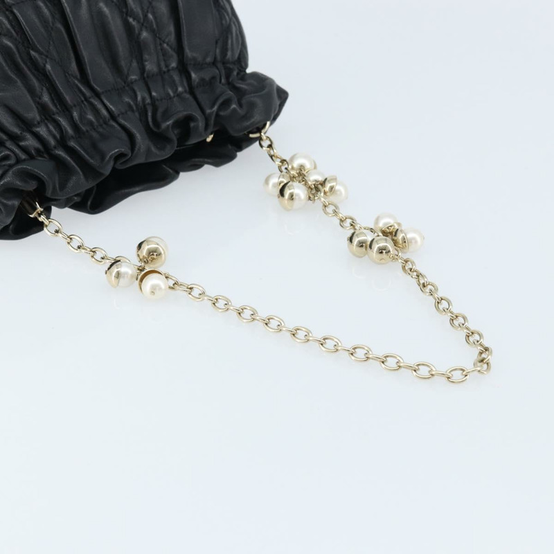 【日本直送】Christian Dior Canage 鏈條肩背包，黑色皮革，金色，正品，貨號 168318SAV-6