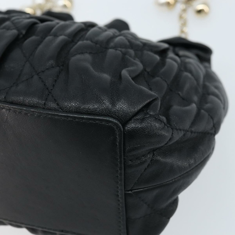 【日本直送】Christian Dior Canage 鏈條肩背包，黑色皮革，金色，正品，貨號 168318SAV-9