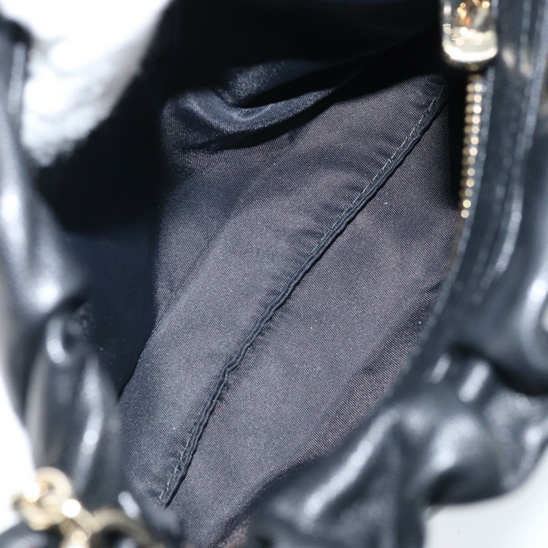 【日本直送】Christian Dior Canage 鏈條肩背包，黑色皮革，金色，正品，貨號 168318SAV-10