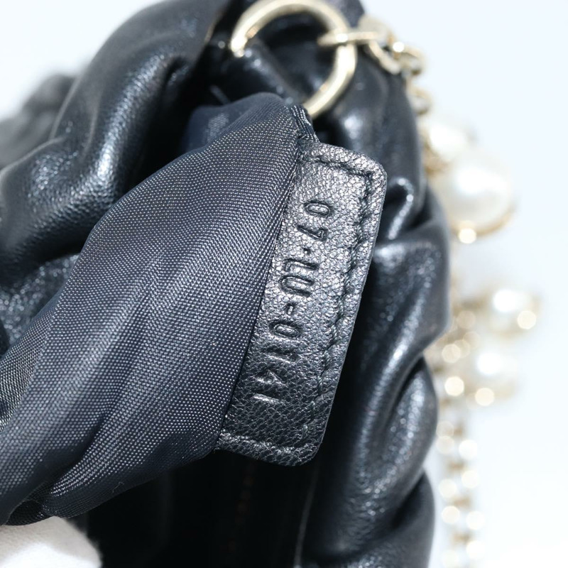 【日本直送】Christian Dior Canage 鏈條肩背包，黑色皮革，金色，正品，貨號 168318SAV-11