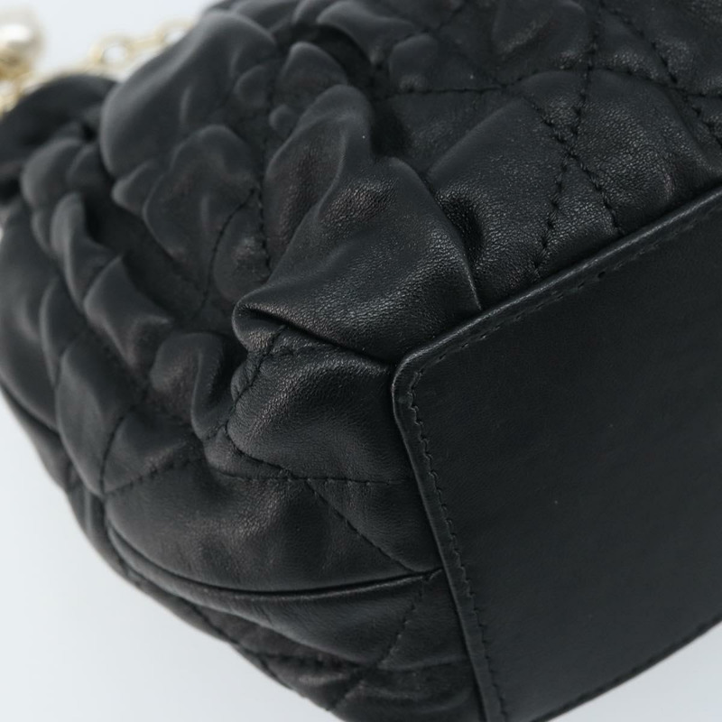 【日本直送】Christian Dior Canage 鏈條肩背包，黑色皮革，金色，正品，貨號 168318SAV-15