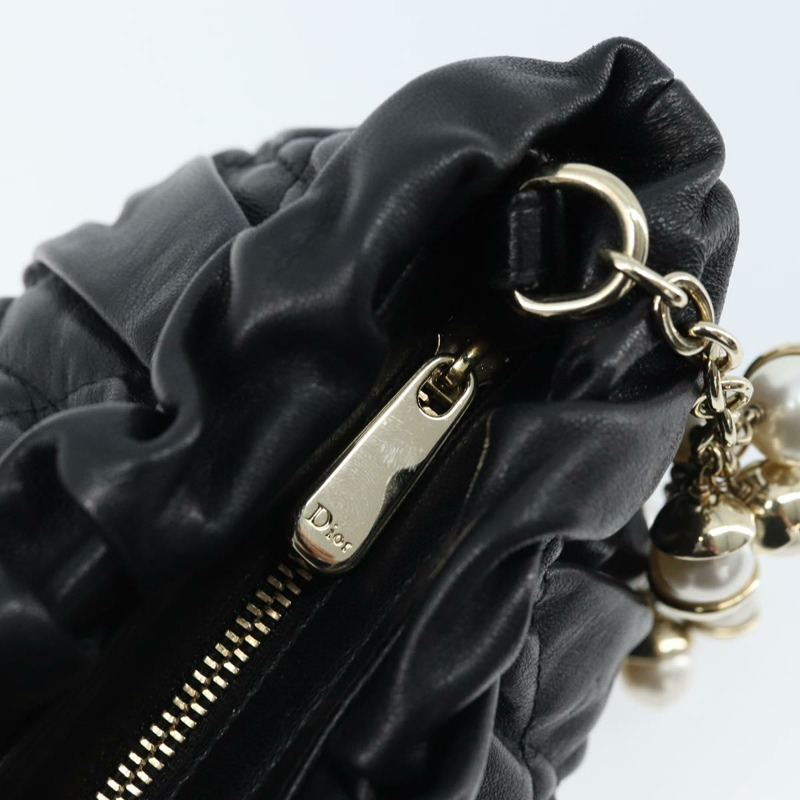 【日本直送】Christian Dior Canage 鏈條肩背包，黑色皮革，金色，正品，貨號 168318SAV-16